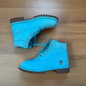Youth Boys Timberland 6" Premium Sky Tiffany Blue Work Boots Sz 4.5 (Women's 6)